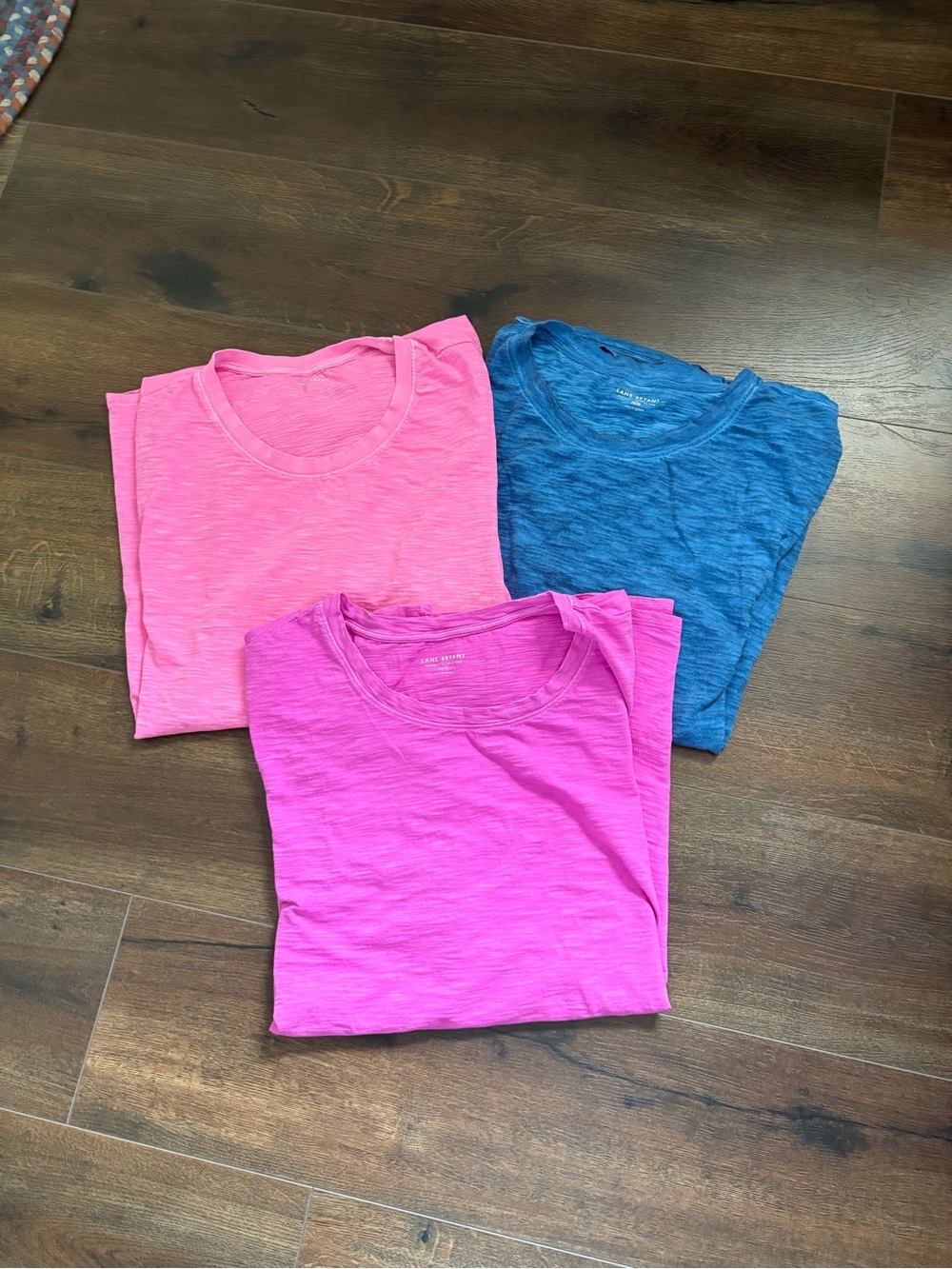 Lane Bryant' Short Sleeve Tees in Pink, Hot Pink & Blue Dyed 100%Cotton
